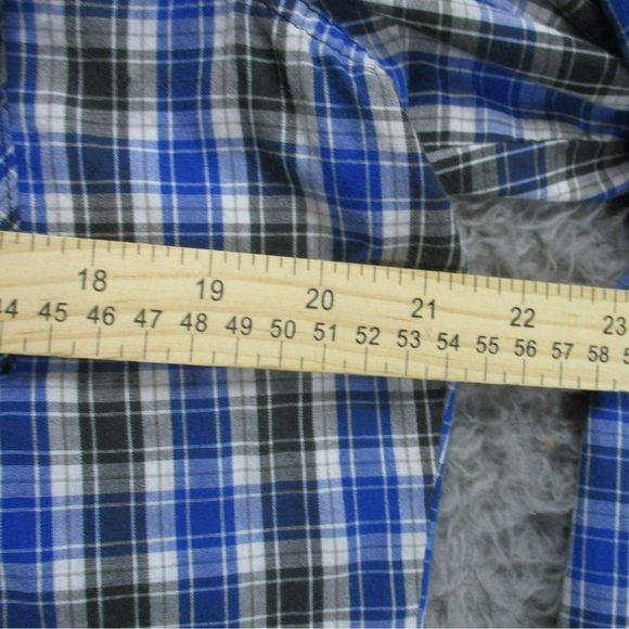 Wrangler Shirt Mens Medium Wrancher Blue Plaid Long Sleeve Pearl Snap - Picture 5 of 8